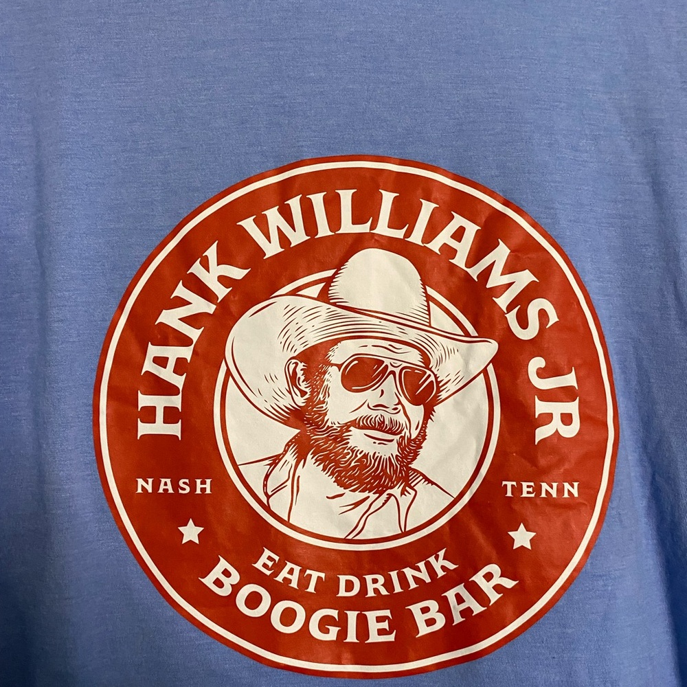 Royal Blue Short Sleeve Tee with Hank Williams Jr Logo - Picture 3 of 4